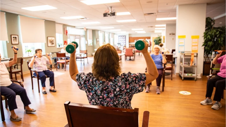 Health and Wellness services like chair exercises for seniors at Penticton's residence