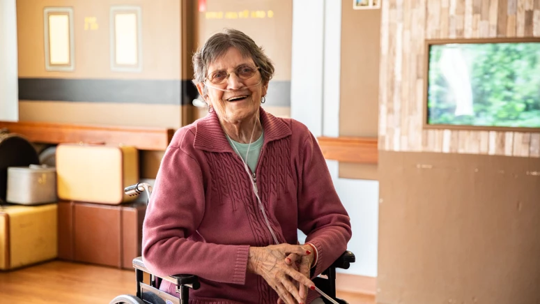 An elderly lady enjoying independent living at Penticton's retirement home